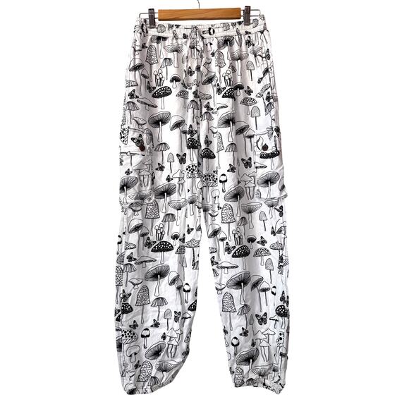 Cargo Joggers Size Large Pants Mushroom Butterfly Cotton Casual Comfort Elastic - Picture 1 of 11